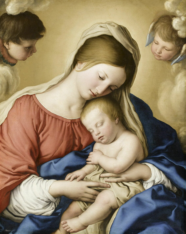 サッソフェラート（本名 ジョヴァンニ・バッティスタ・サルヴィ） 《眠る幼子イエス》の写真